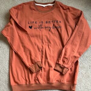 Womens Orange Sweater - "Life is Better with My Boys"